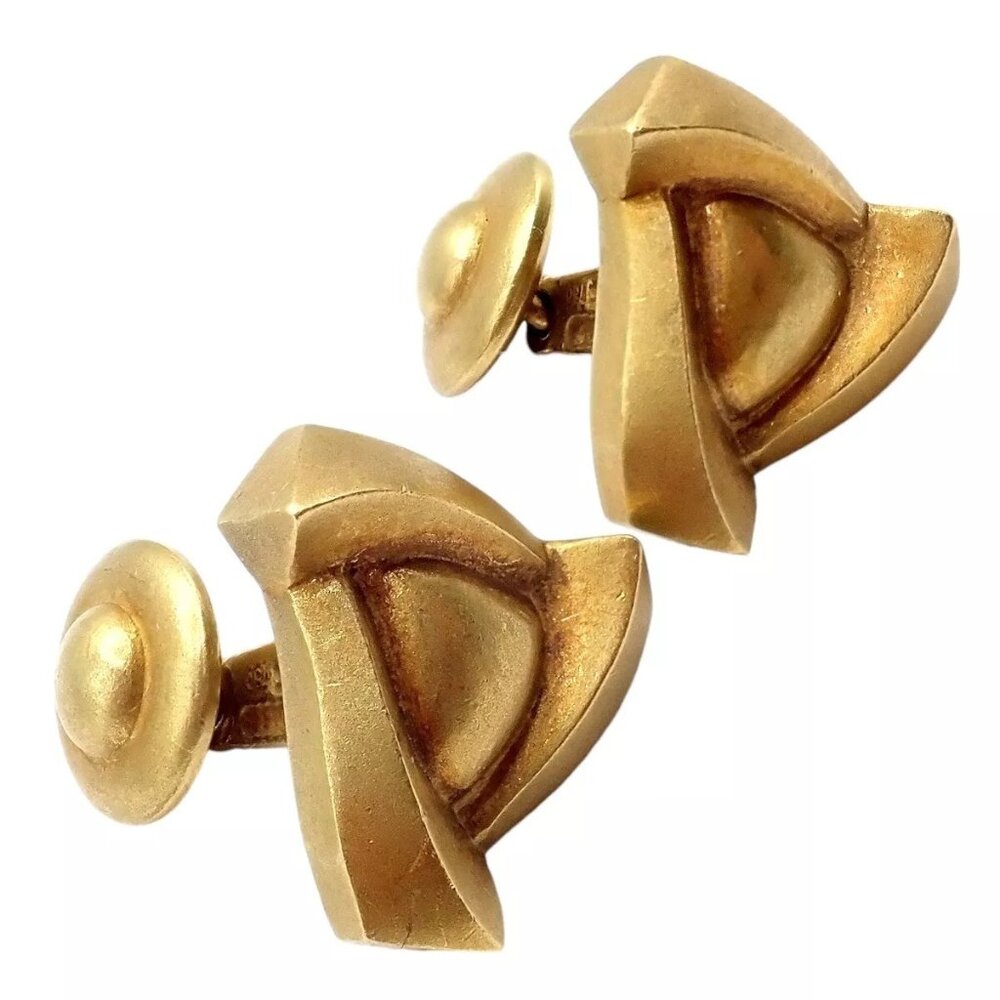 Rare! Vintage Kieselstein Cord 18k Yellow Gold Alligator Eye Cufflinks 1990